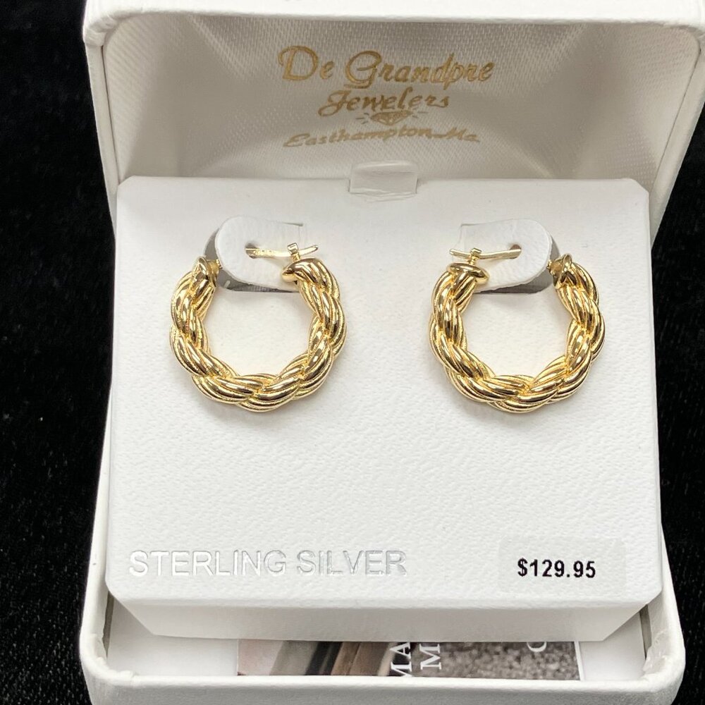 Silver Vermeil Rope Hoop Earrings